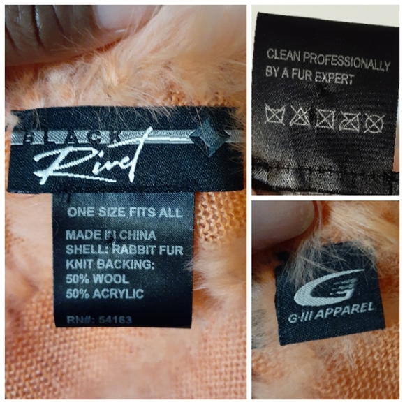 Black Rivet Orange Rabbit Fur Shawl - Picture 2 of 8